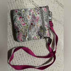 Coach silver and butterfly purse crossbody